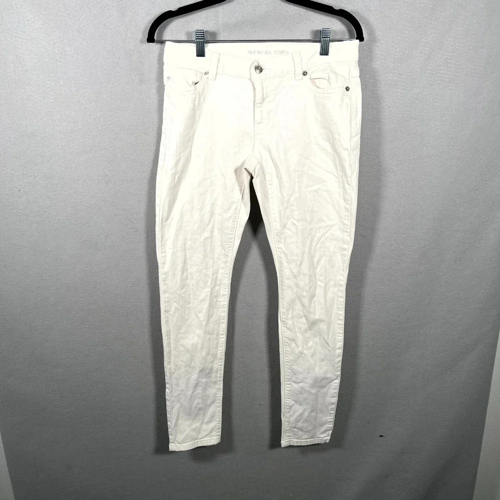 Michael Kors Jeans Womens 30 White Denim Cotton Stretch Light Wash Skinny Leg‎